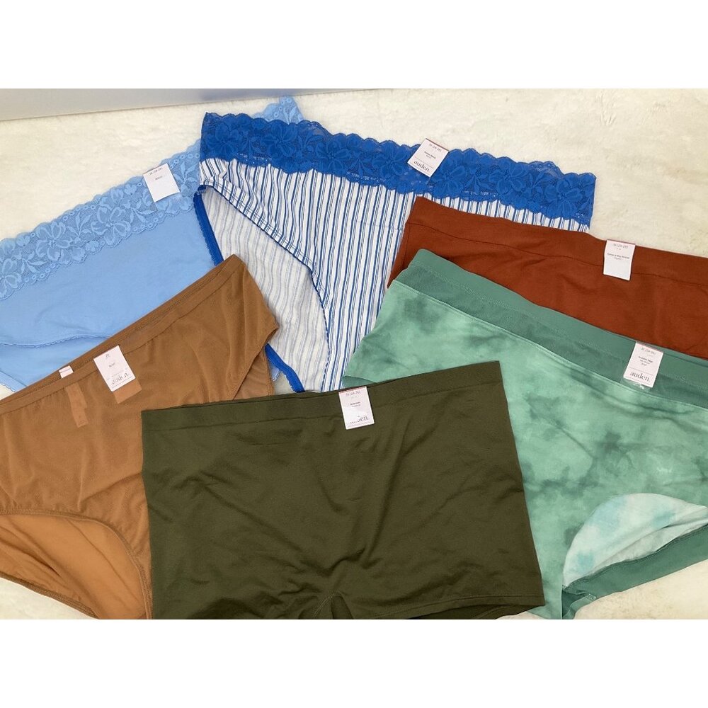 AUDEN size 3 X (24-26) 6-pr Panty Lot 2 Bikini, Hipster, 2 Briefs & Seamless Boy